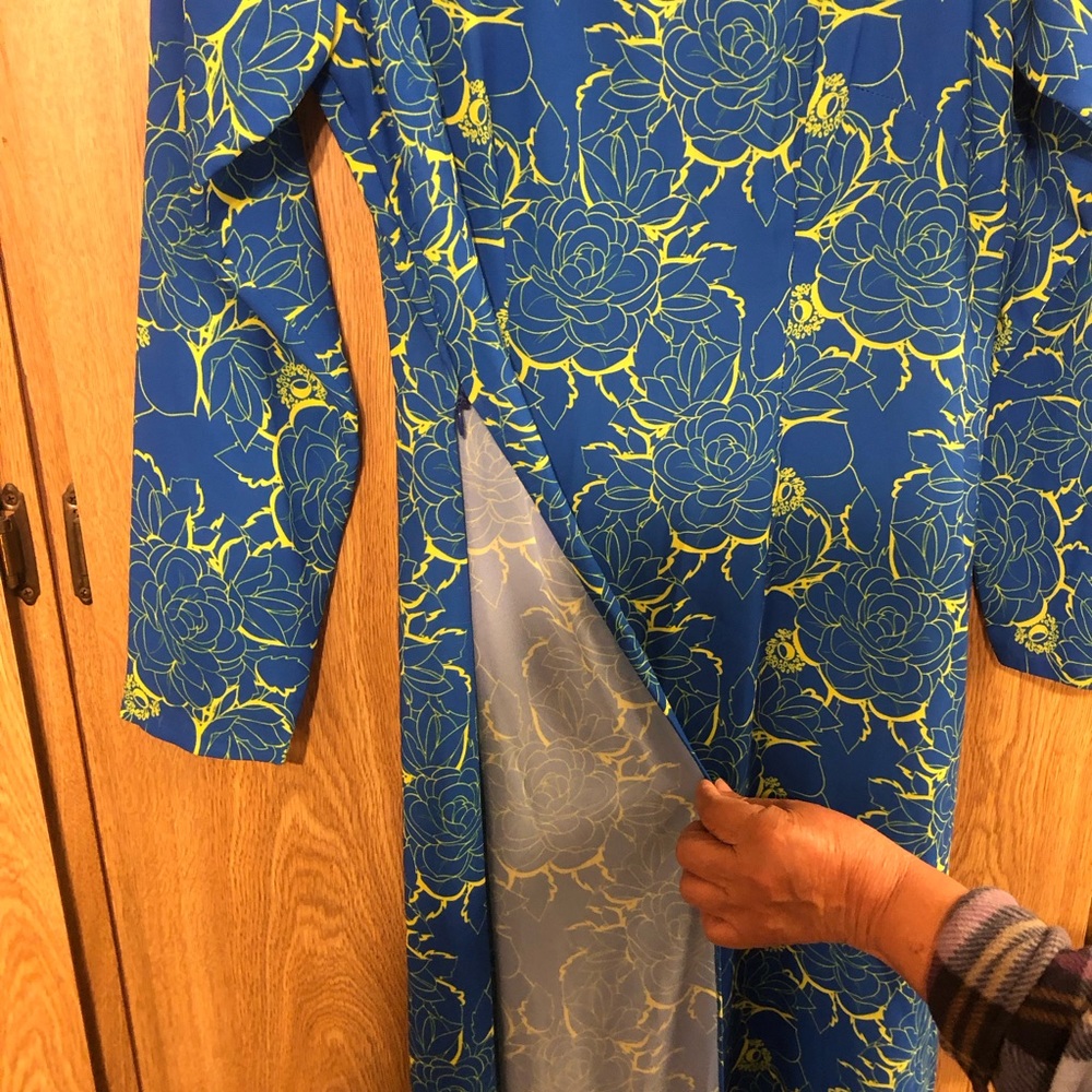 Vintage Asian Blue Floral Maxi Dress - Picture 3 of 7